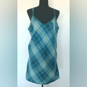 Victoria's Secret Green Plaid Mini Dress, Tunic or Nightgown Size Large EUC
